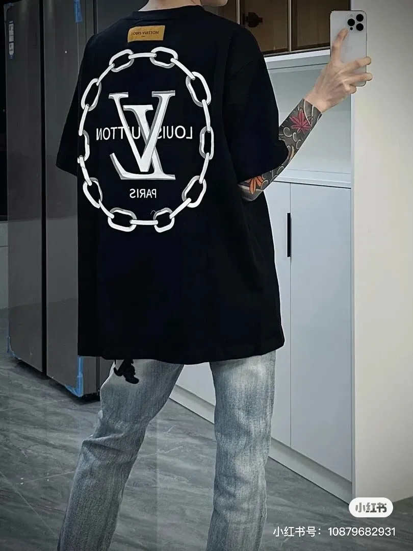 Louis Vuitton/Louis Vuitton 26ss chain letter logo printed short sleeves
